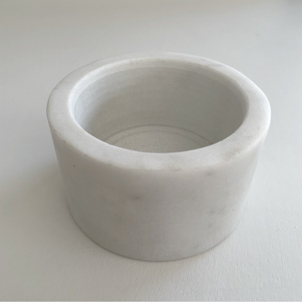 New white marble round candle holder or trinket dish